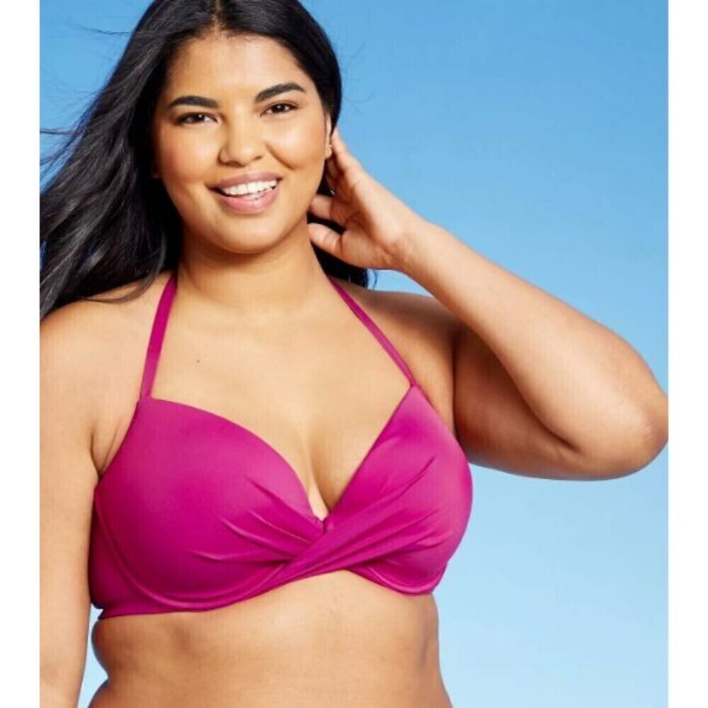 Shade & shore Women's Bikini Top Lightly Lined Twist-Front Blossom Size 32B